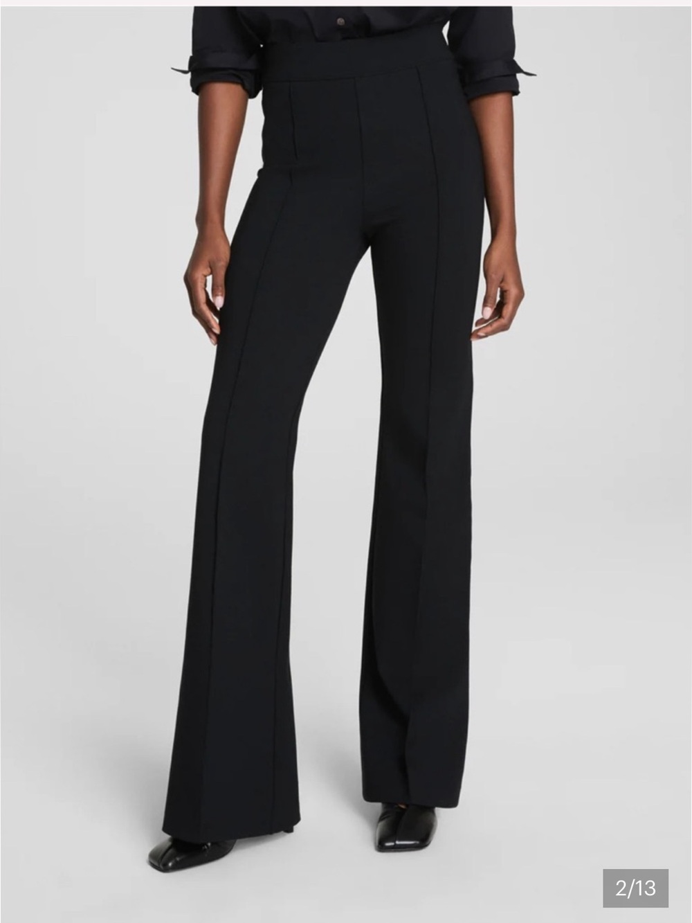 SPANX Med Tall Black Super Smooth Perfect Fit Ponte Flare Pants Lk New Orig$160